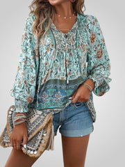 Hoya – Boho-Bluse für Damen mit Blumenmuster und Puffärmeln – Ansicht 9