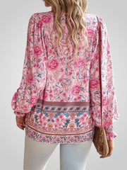 Hoya – Boho-Bluse für Damen mit Blumenmuster und Puffärmeln – Ansicht 6