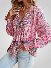 Hoya – Boho-Bluse für Damen mit Blumenmuster und Puffärmeln – Ansicht 5