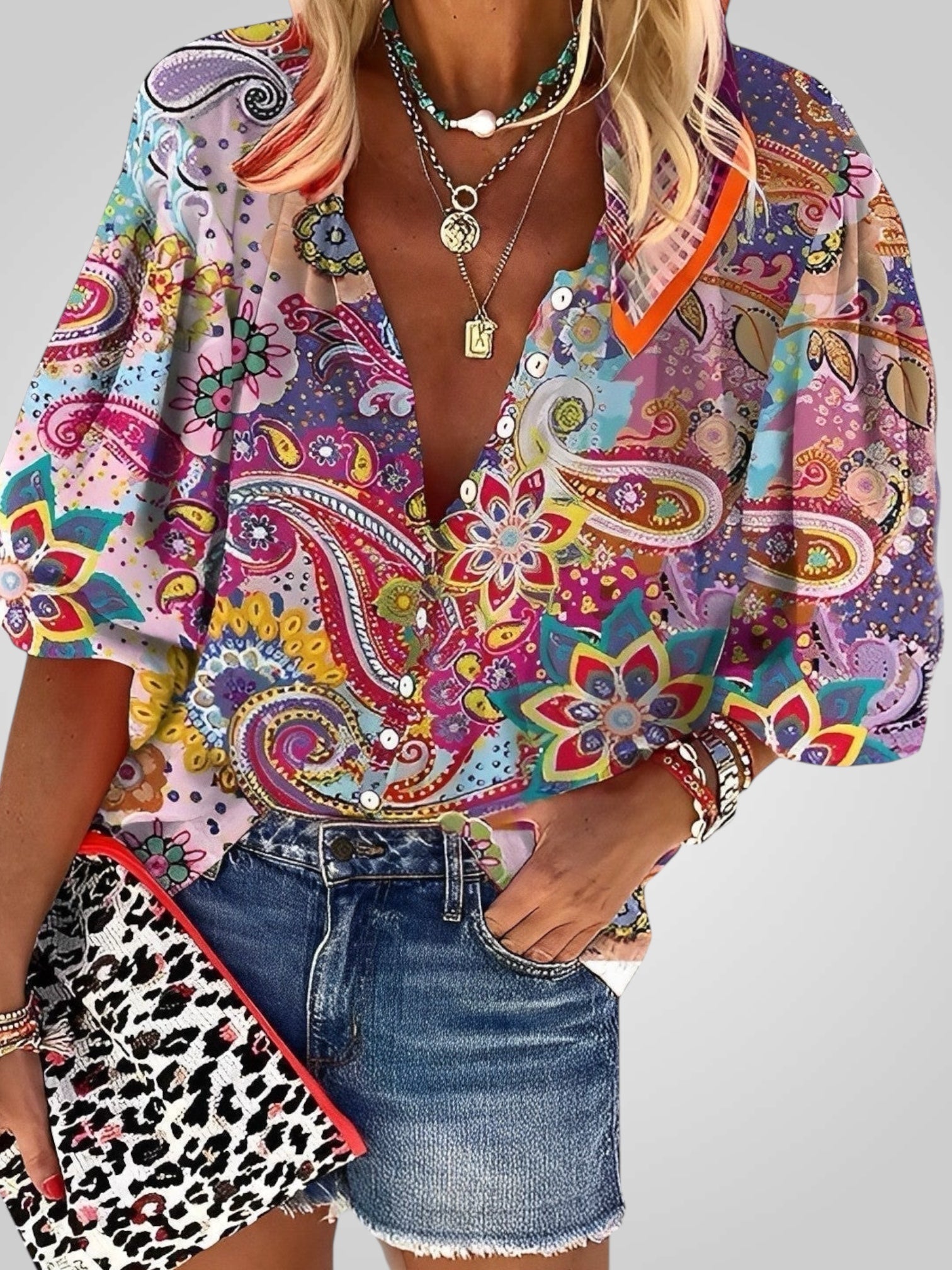 Vire – Retro-Bluse für Damen mit Mandala-Muster