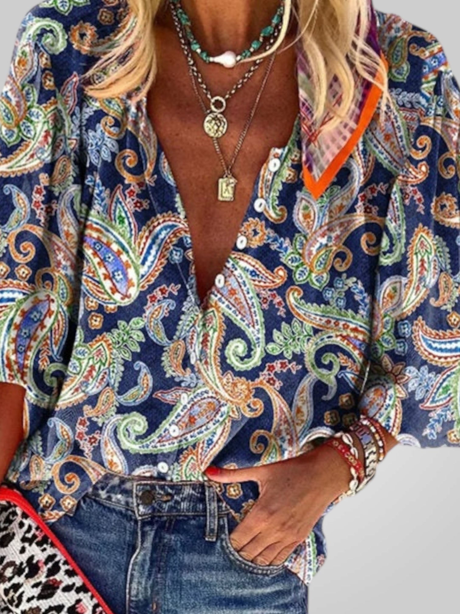 Estella – Retro-Bluse für Damen mit ethnischem Muster