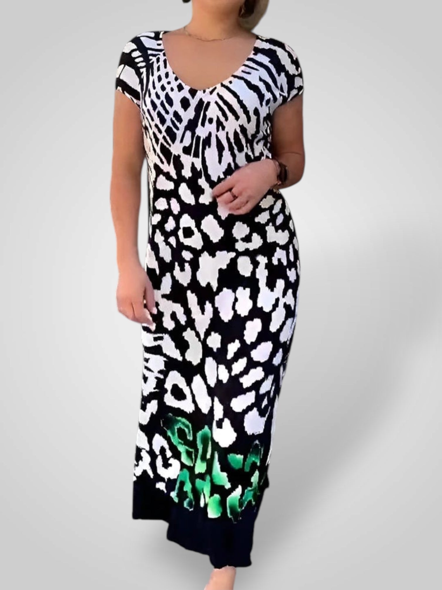 Roda – Lässiges bedrucktes Kurzarmkleid für Damen – Ansicht 4