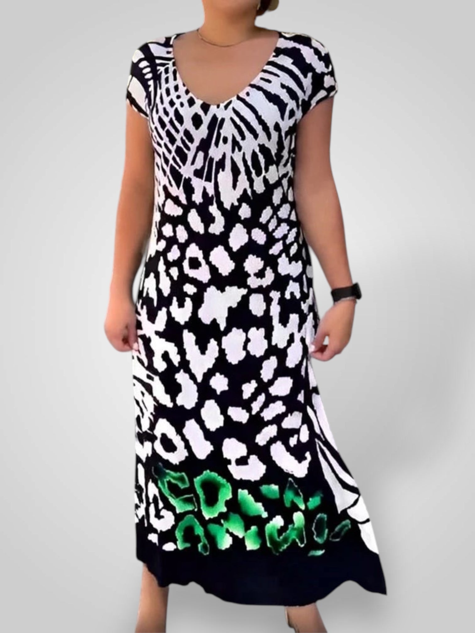Roda – Lässiges bedrucktes Kurzarmkleid für Damen – Ansicht 2