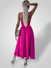 Evi – Midikleid für Damen mit dünnen Trägern und hohem Schlitz – Ansicht 3
