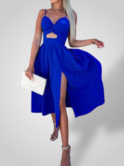 Evi – Midikleid für Damen mit dünnen Trägern und hohem Schlitz – Ansicht 9