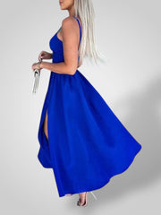 Evi – Midikleid für Damen mit dünnen Trägern und hohem Schlitz – Ansicht 5