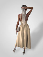 Evi – Midikleid für Damen mit dünnen Trägern und hohem Schlitz – Ansicht 2