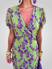 Dulce – Florales Midikleid für Damen mit V-Ausschnitt – Ansicht 3