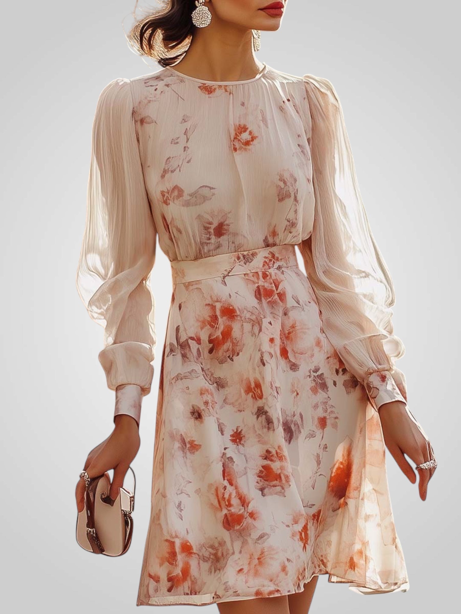 Freia – Elegantes geblümtes Plisseekleid für Damen mit kurzen Ärmeln