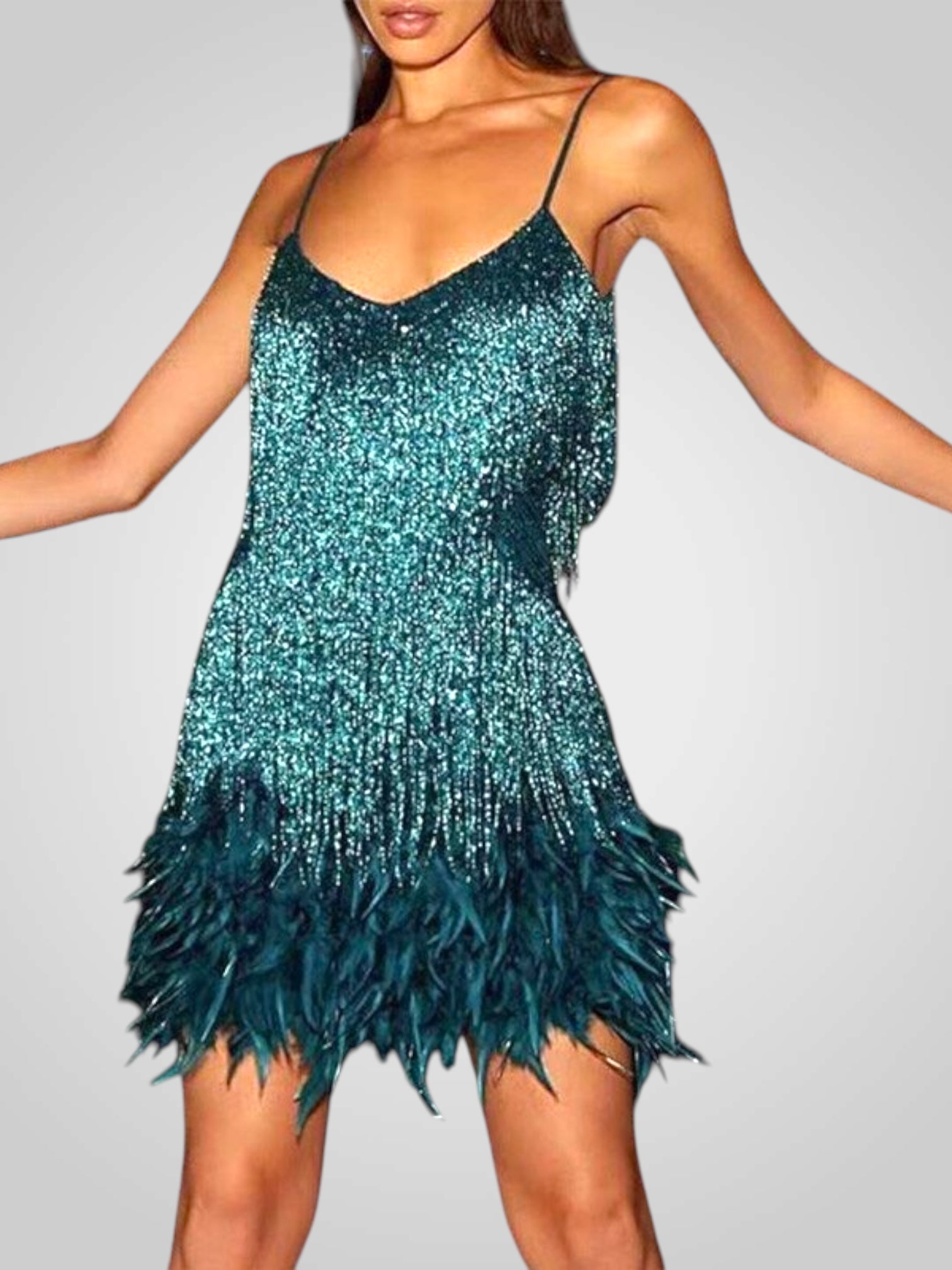 Matilda – Federbesetztes Minikleid für Damen für den Abend – Ansicht 6