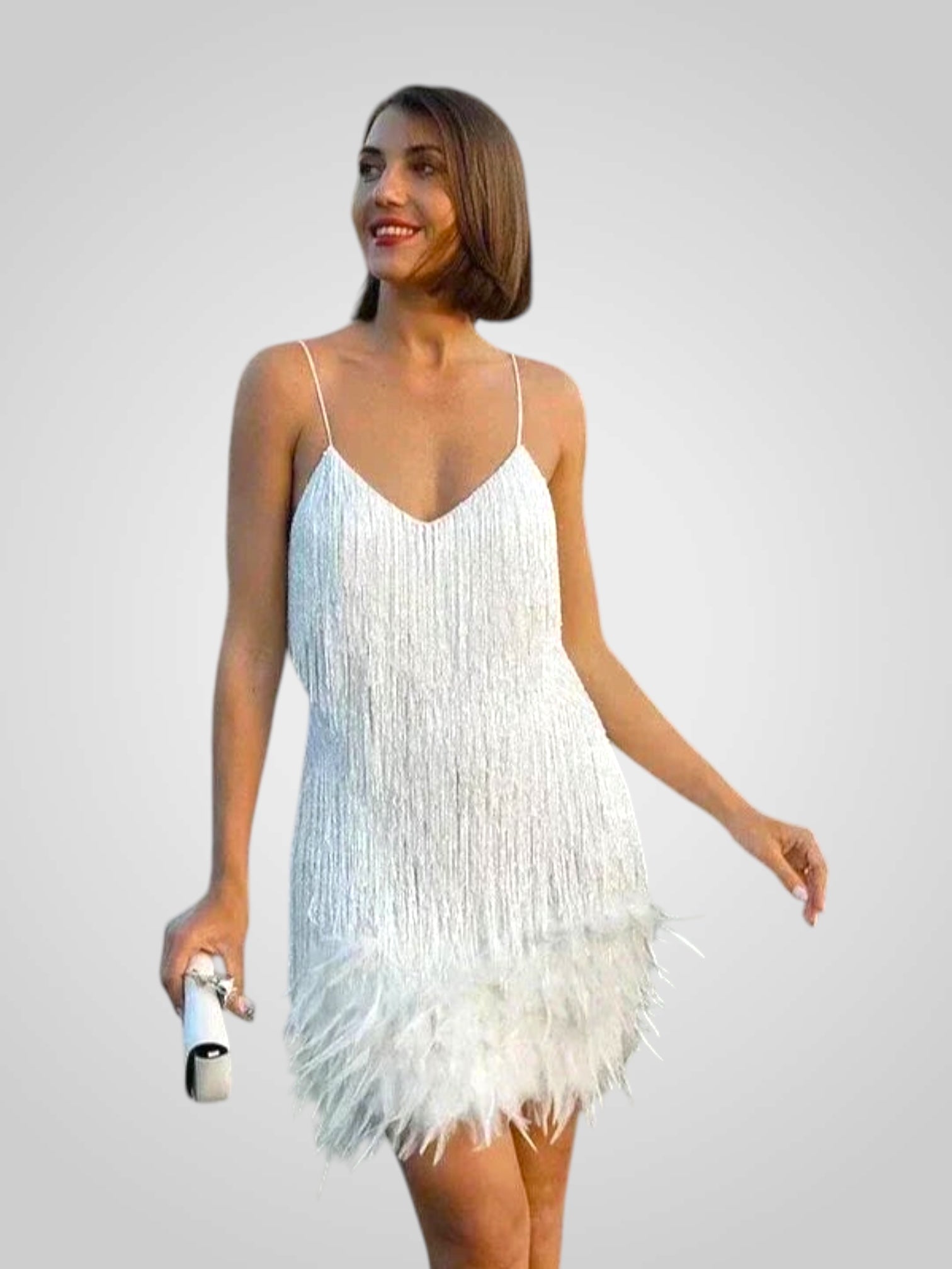 Matilda – Federbesetztes Minikleid für Damen für den Abend – Ansicht 3