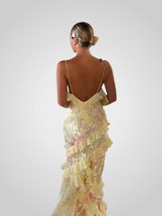Estella – Maxikleid für Damen mit Rüschen und offenem Rücken – Ansicht 7