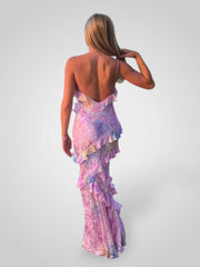 Estella – Maxikleid für Damen mit Rüschen und offenem Rücken – Ansicht 4
