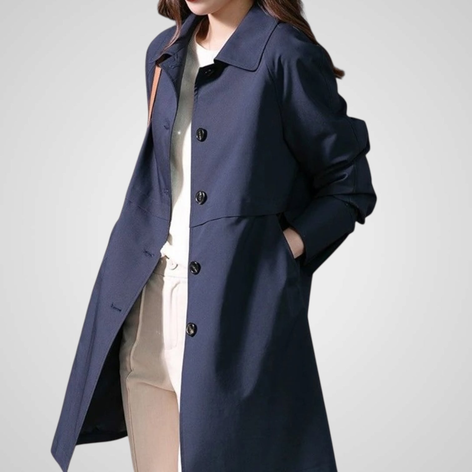 Elise kurzer Damen-Trenchcoat mit einem Knopf