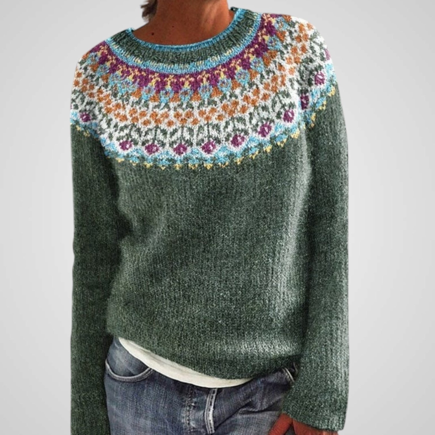 Rachel eleganter Damenpullover mit geprägtem Blumenmuster