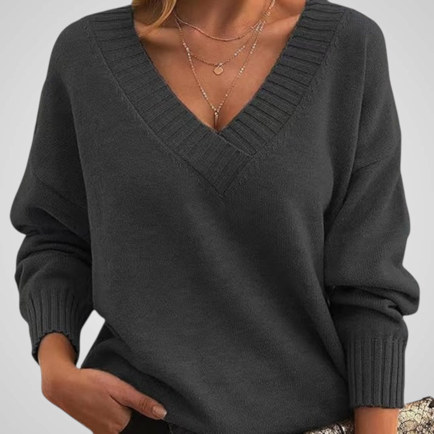 Annie schicker Damen-Kaschmirpullover mit V-Ausschnitt