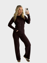 Caramella Everly – Strick-Loungewear-Set für Damen in Espresso