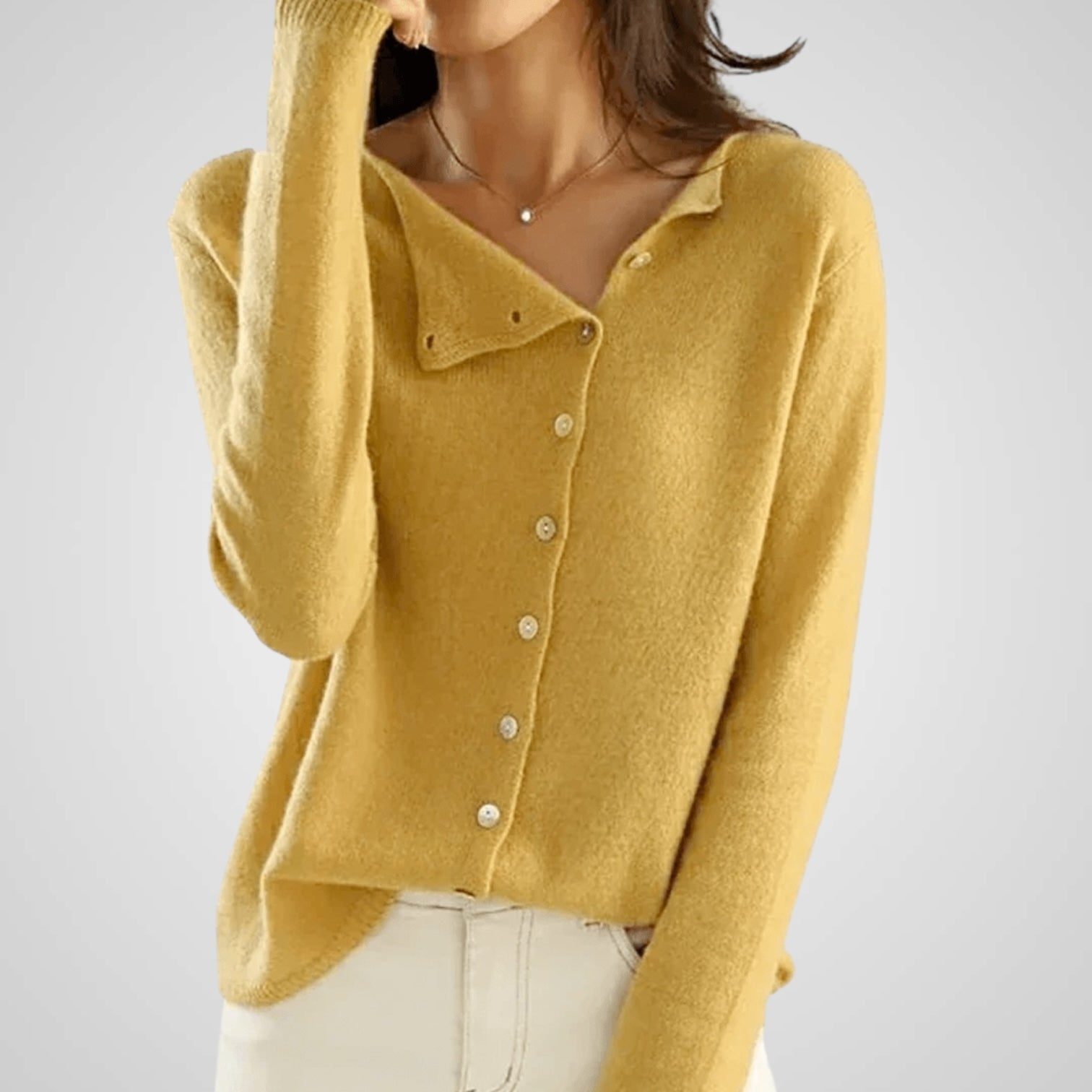 Damen-Strickpullover mit dezenten Knöpfen