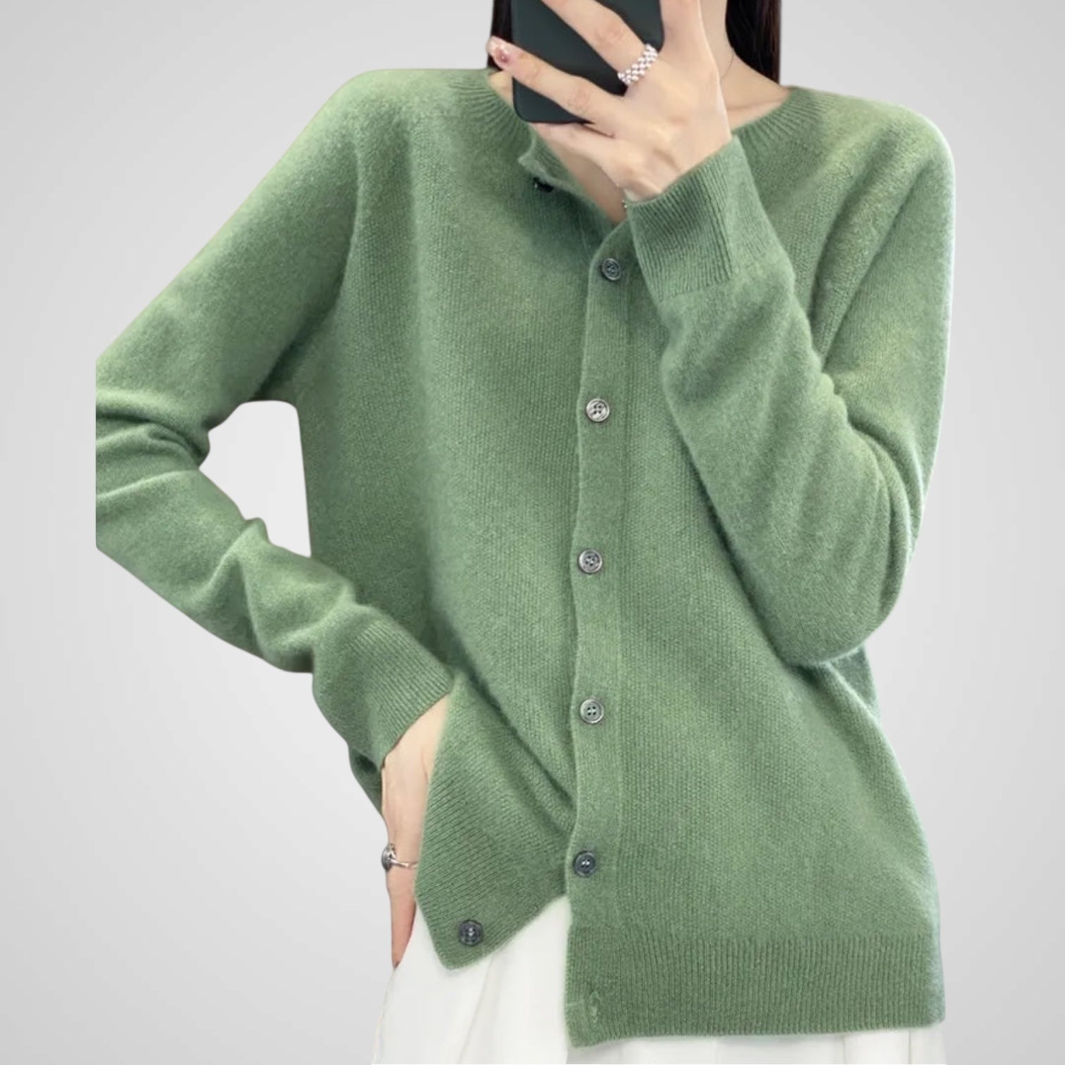 Reva – Damen-Strickjacke aus Wolle und Kaschmir – Ansicht 7