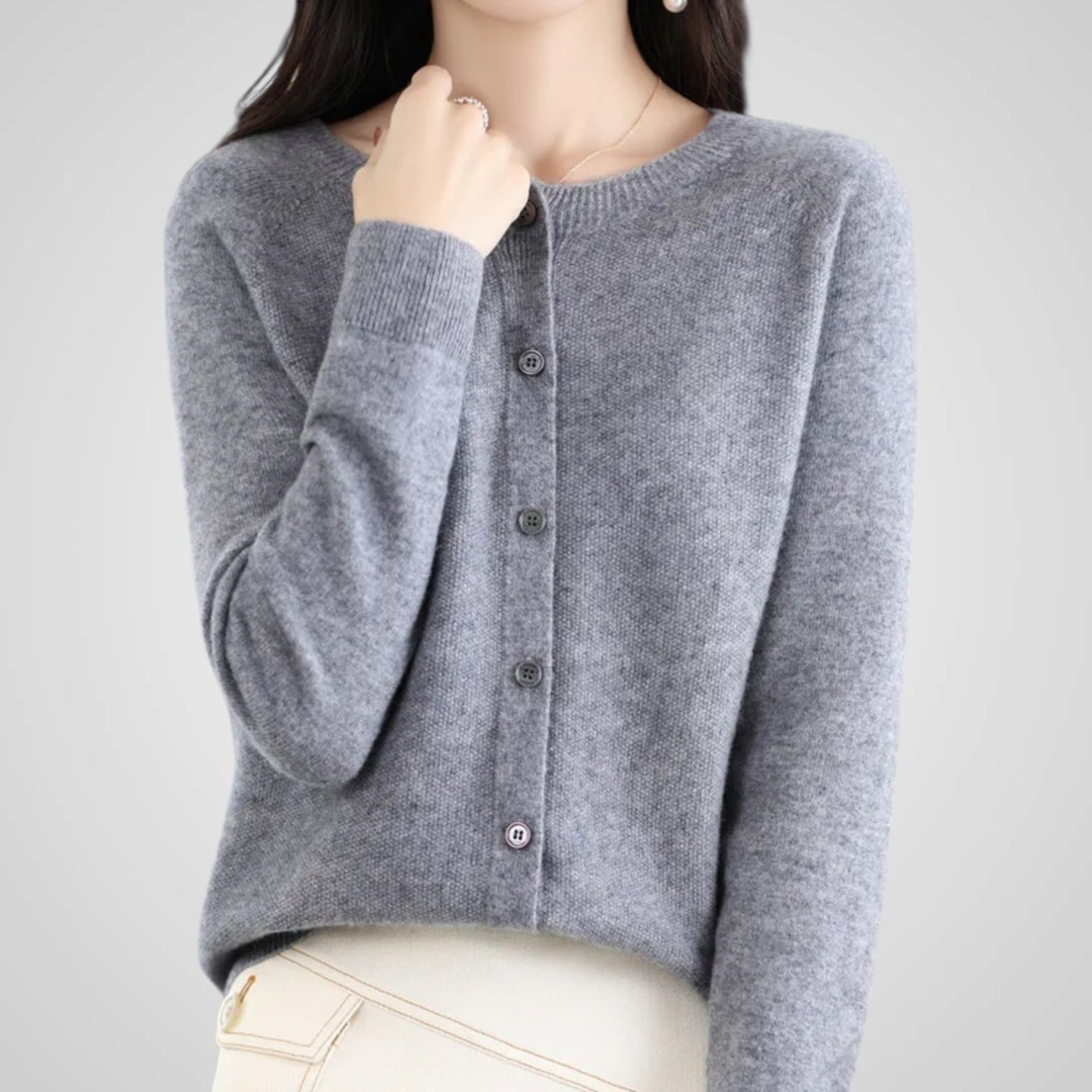 Reva – Damen-Strickjacke aus Wolle und Kaschmir – Ansicht 13