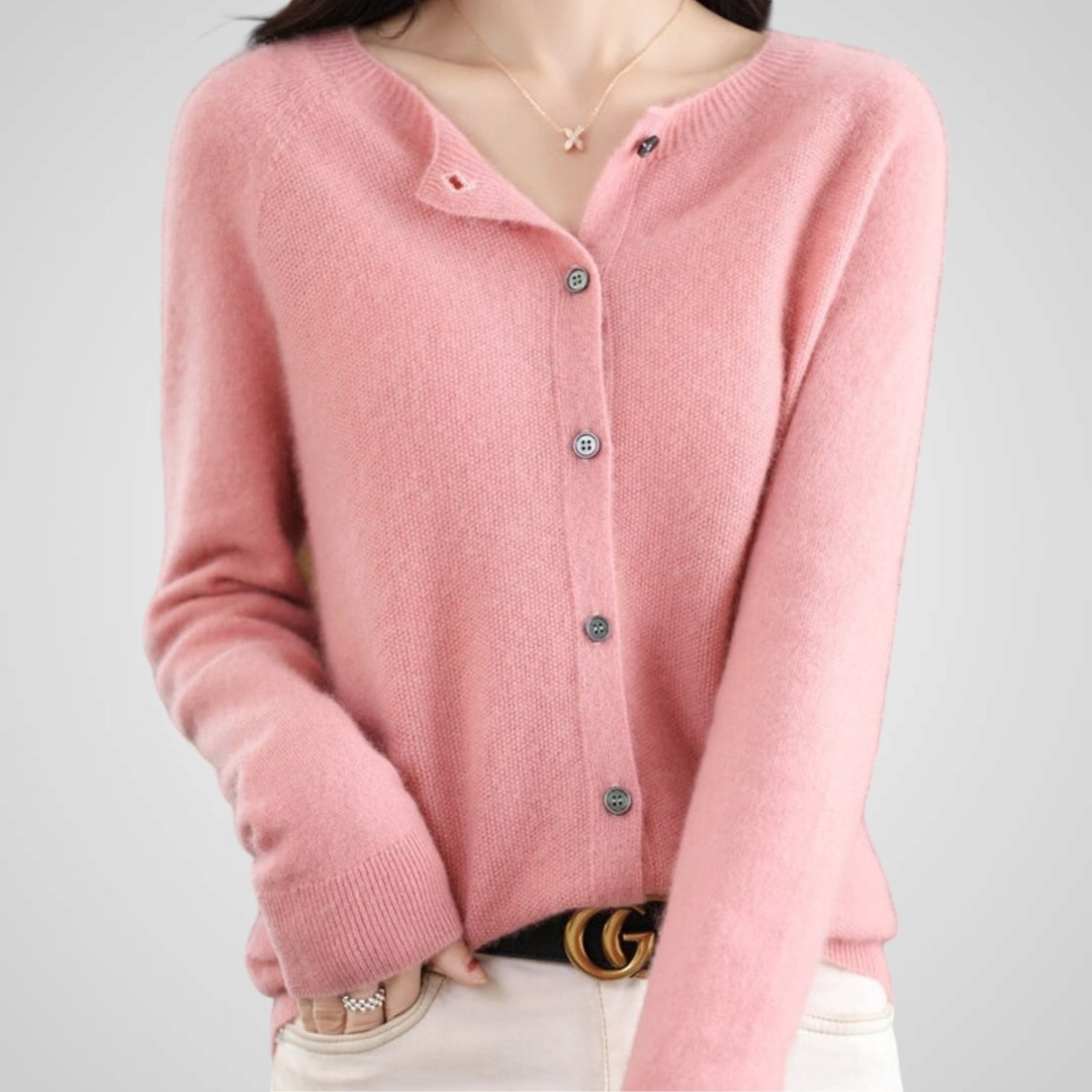 Reva – Damen-Strickjacke aus Wolle und Kaschmir – Ansicht 4