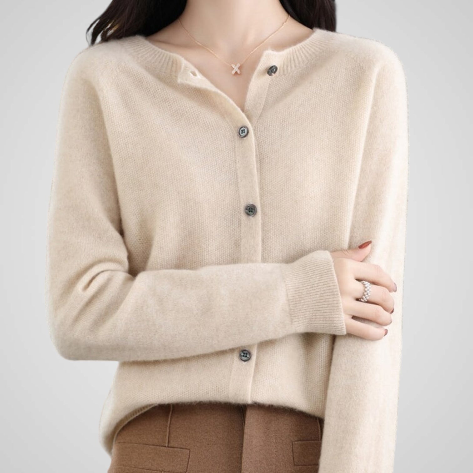 Reva – Damen-Strickjacke aus Wolle und Kaschmir – Ansicht 5