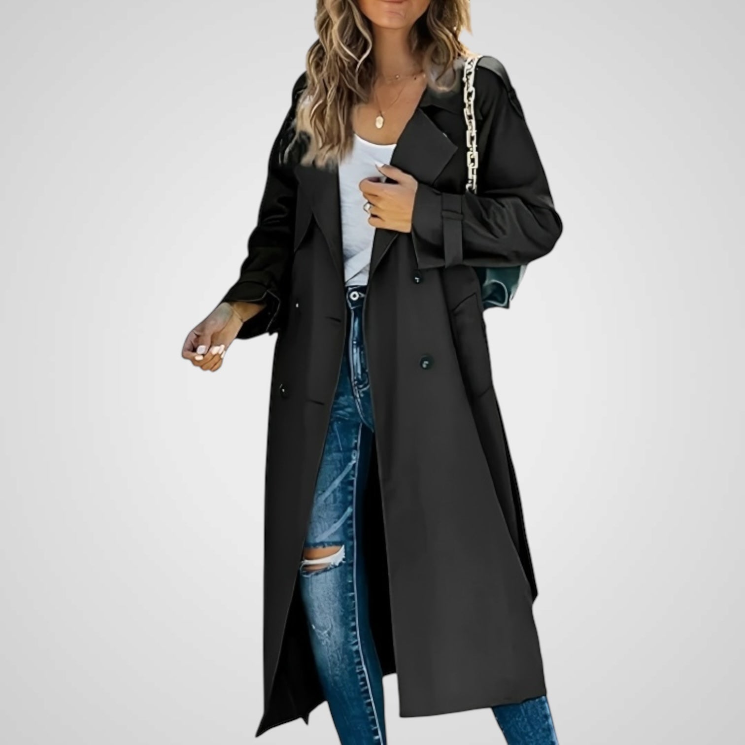 Polly – Zweireihiger Trenchcoat für Damen – Ansicht 3