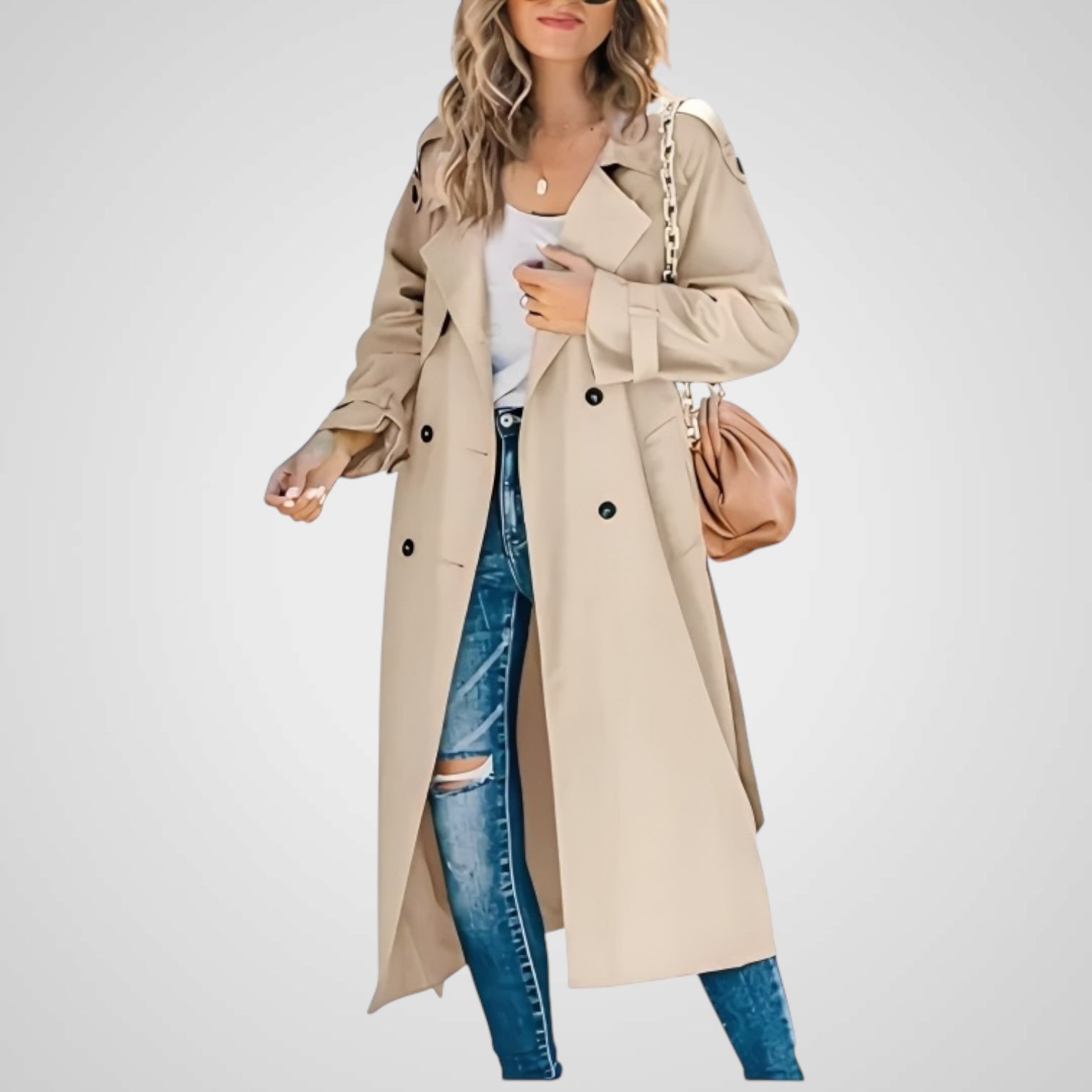 Polly – Zweireihiger Trenchcoat für Damen – Ansicht 2
