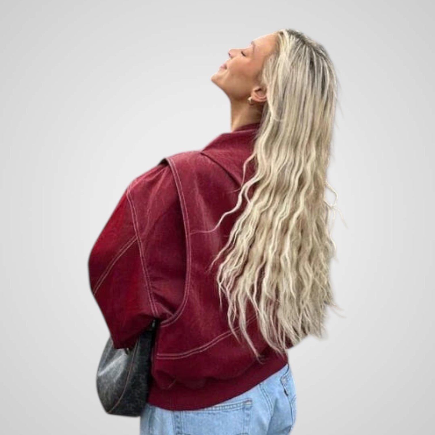 Sabrina – Weite Lederjacke für Damen – Ansicht 5