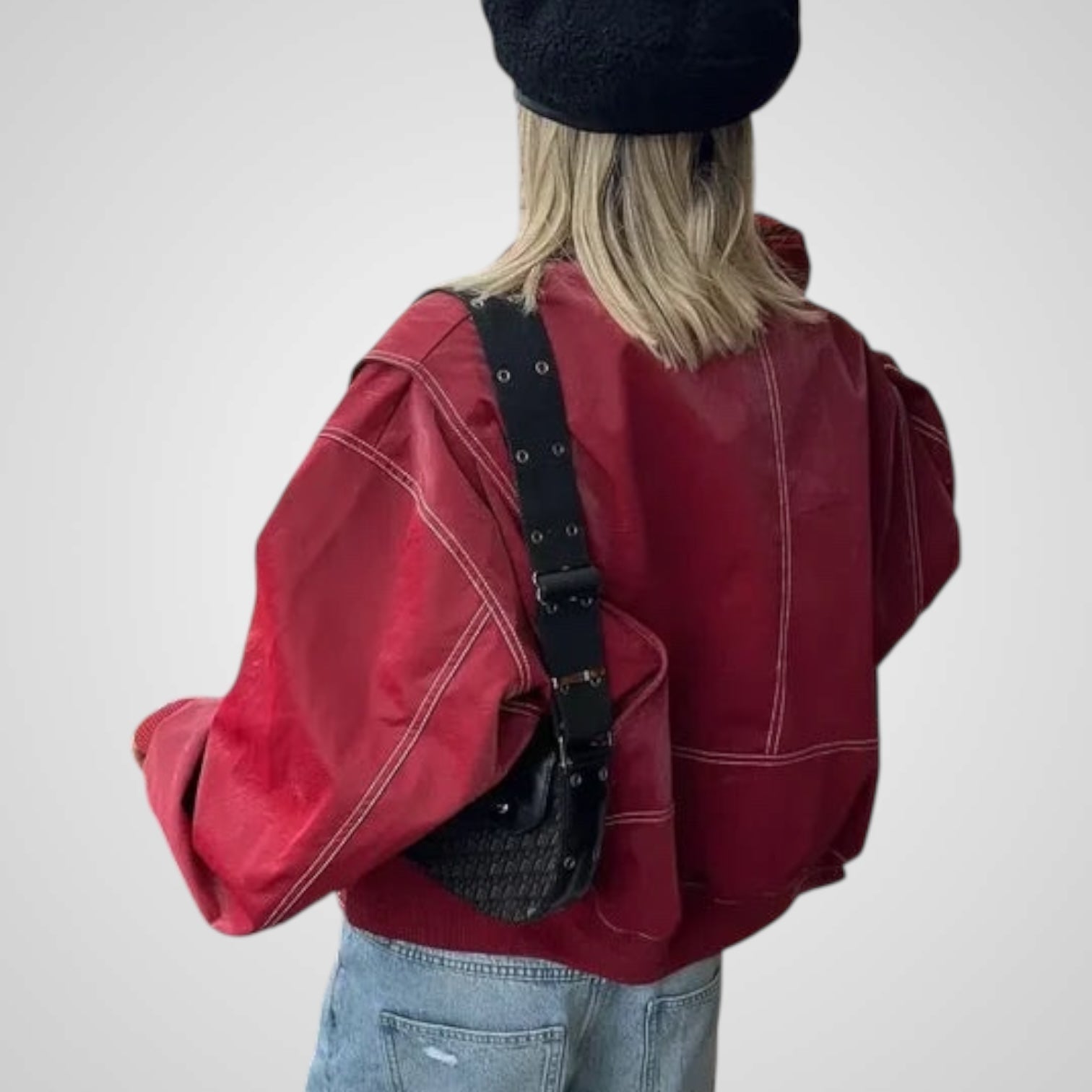 Sabrina – Weite Lederjacke für Damen – Ansicht 6