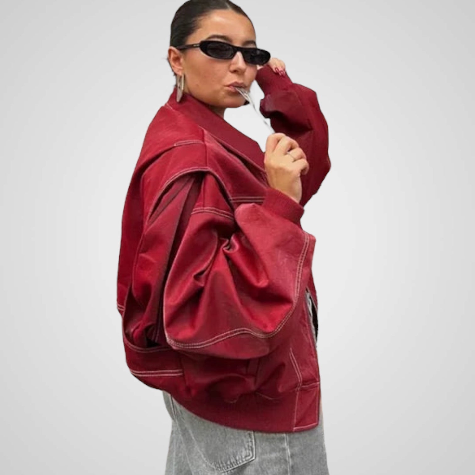 Sabrina – Weite Lederjacke für Damen – Ansicht 4