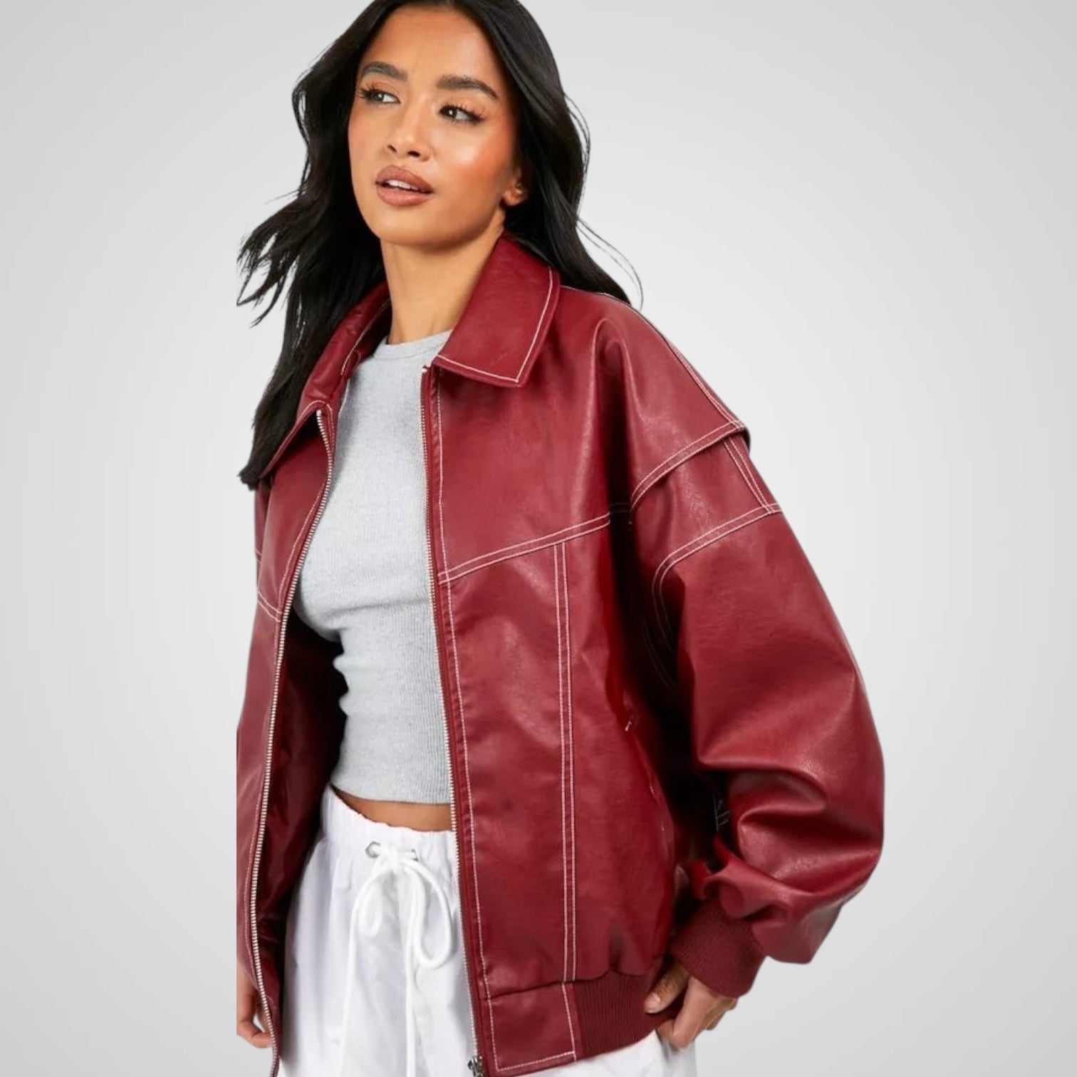 Sabrina – Weite Lederjacke für Damen