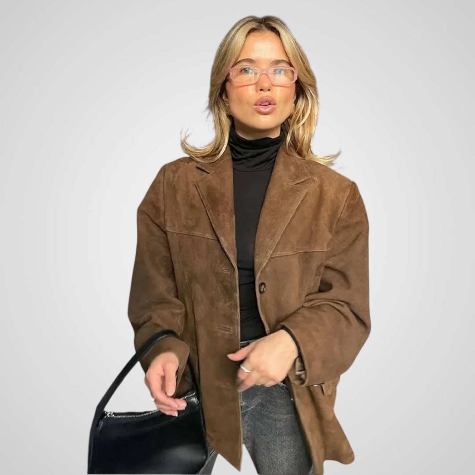 Laila – Klassische braune Wildlederjacke für Damen