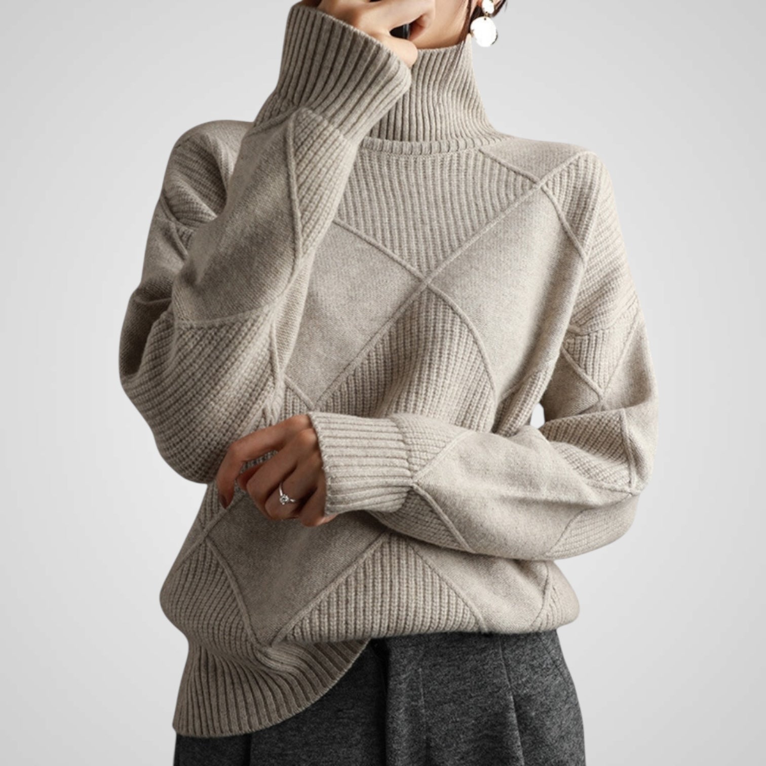 Ava – Lockerer Kaschmir-Rollkragenpullover für Damen – Ansicht 10