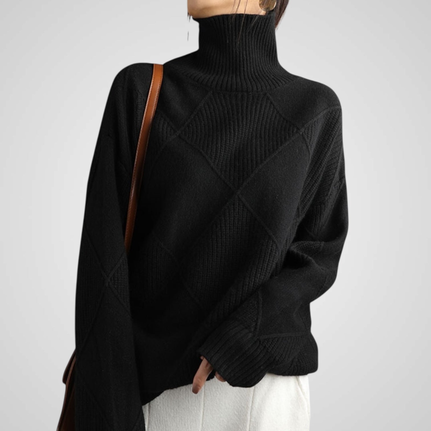 Ava – Lockerer Kaschmir-Rollkragenpullover für Damen – Ansicht 3