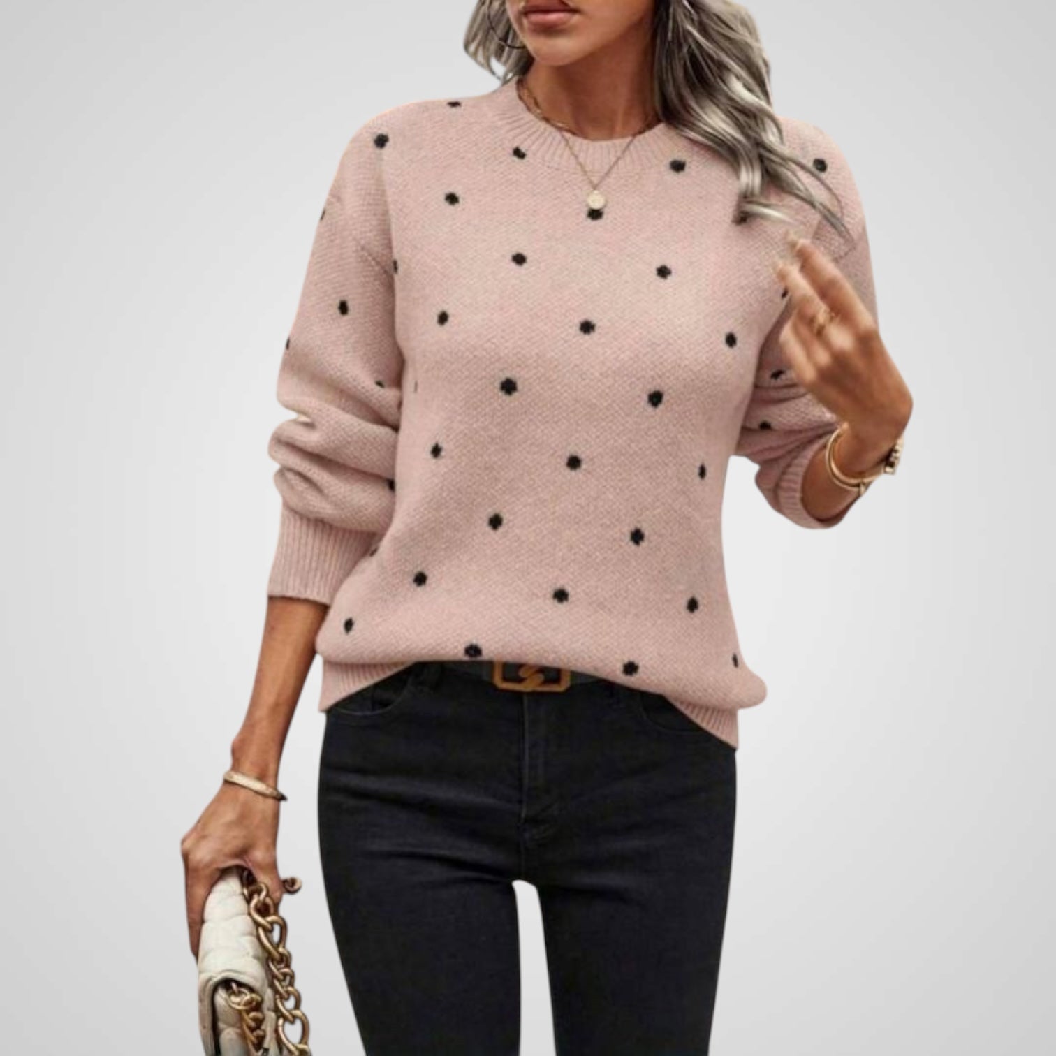 Nina – Strickpullover für Damen mit Punktmuster – Ansicht 8