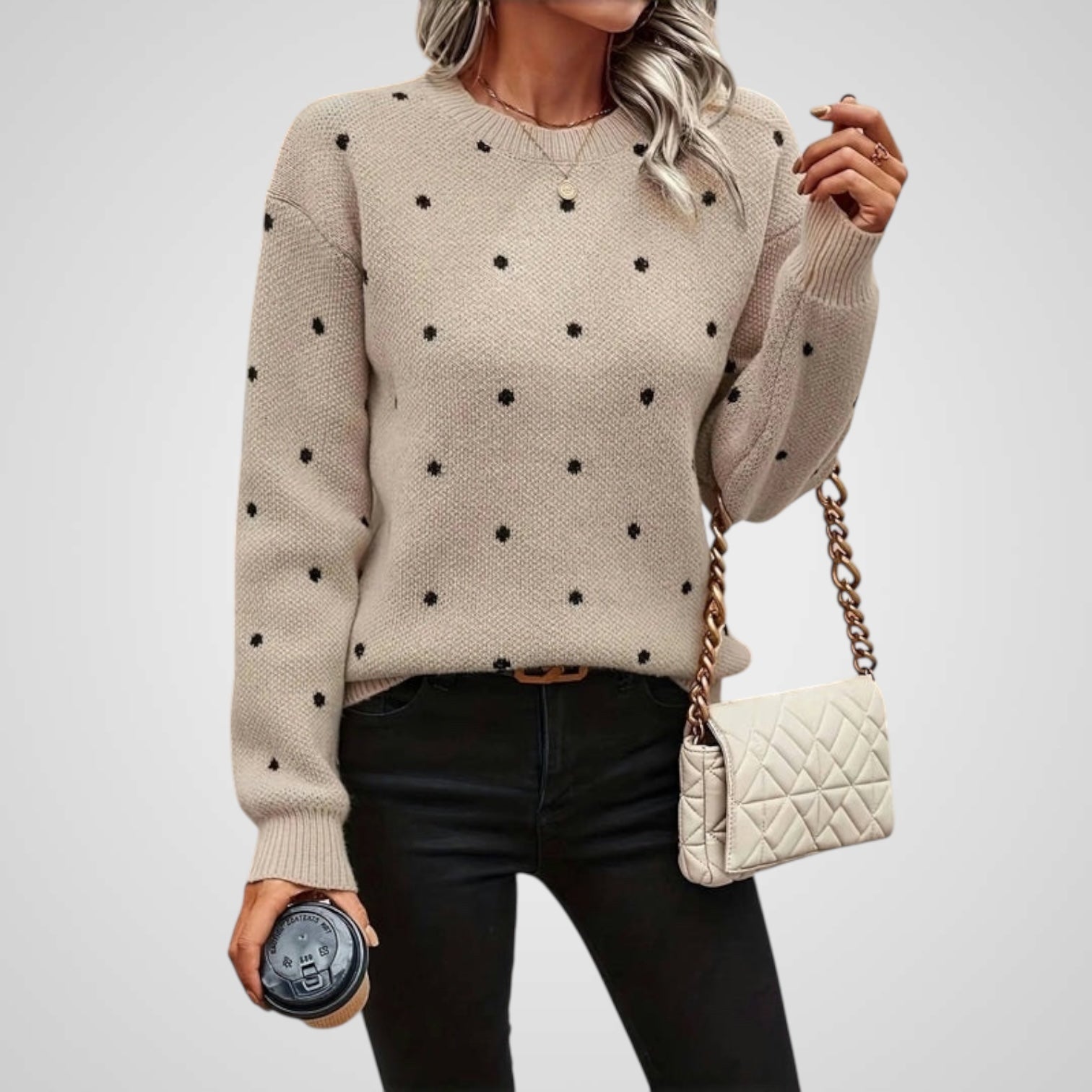 Nina – Strickpullover für Damen mit Punktmuster – Ansicht 2