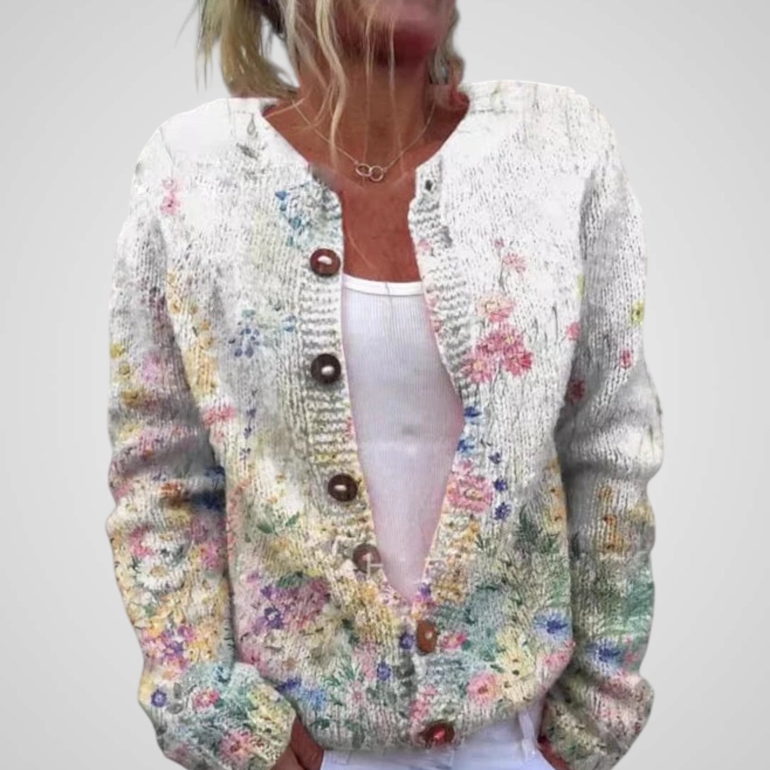 Florence – Florale Strickjacke für Damen – Ansicht 2