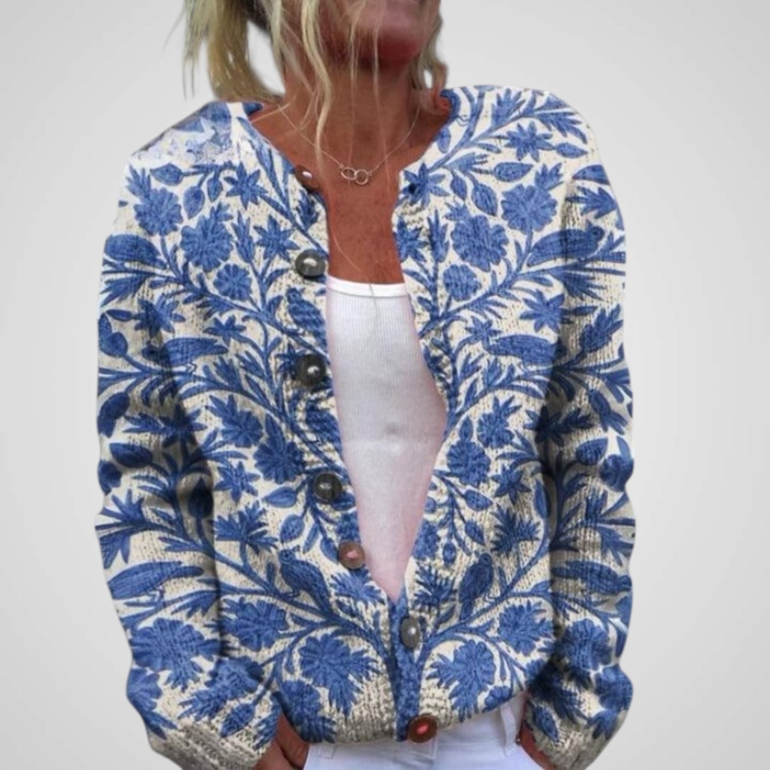 Florence – Florale Strickjacke für Damen – Ansicht 4