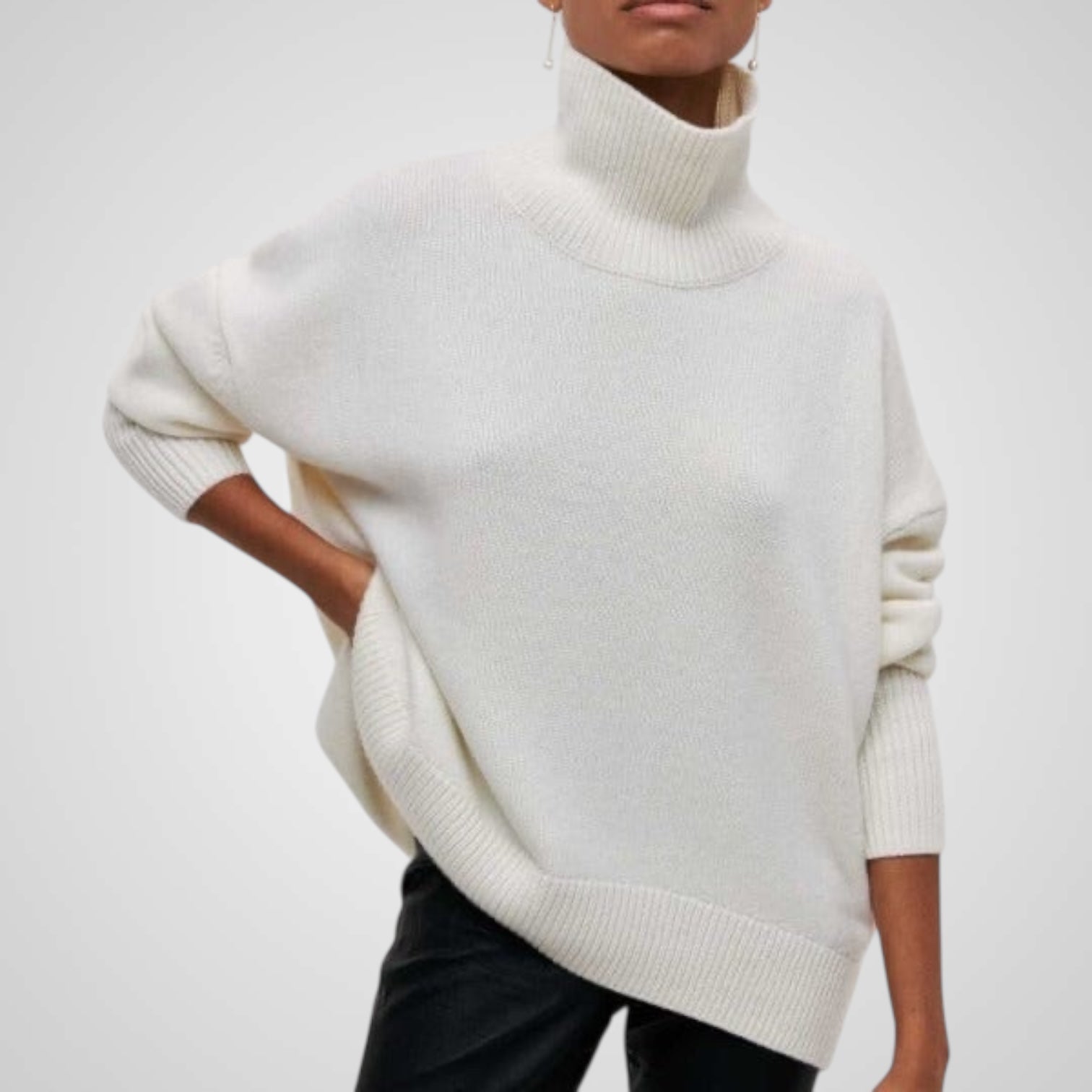 Nora – Rollkragenpullover für Damen mit Puffärmeln – Ansicht 3