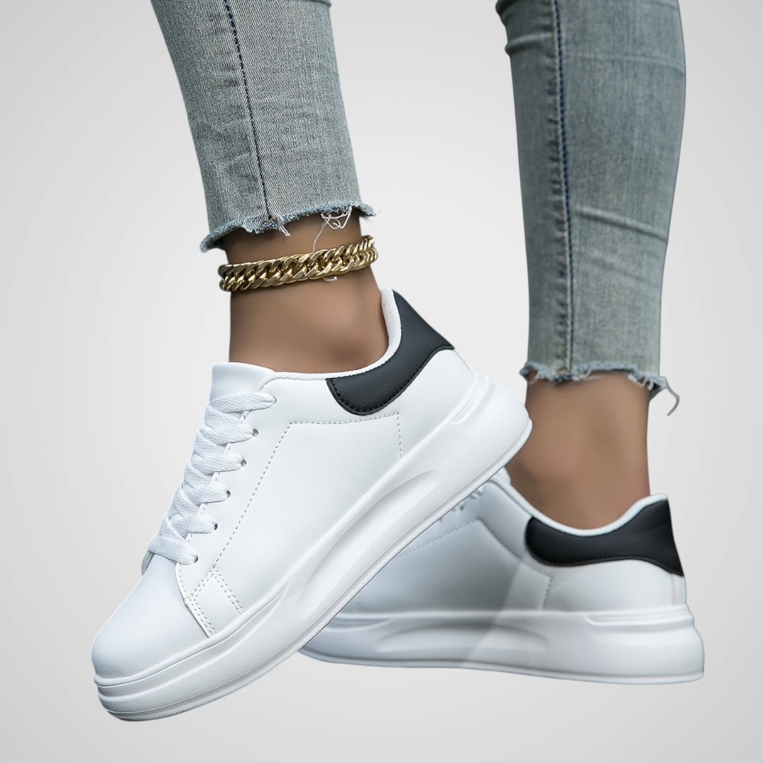 Elli reinweiße Damen-Sneaker aus Öko-Leder