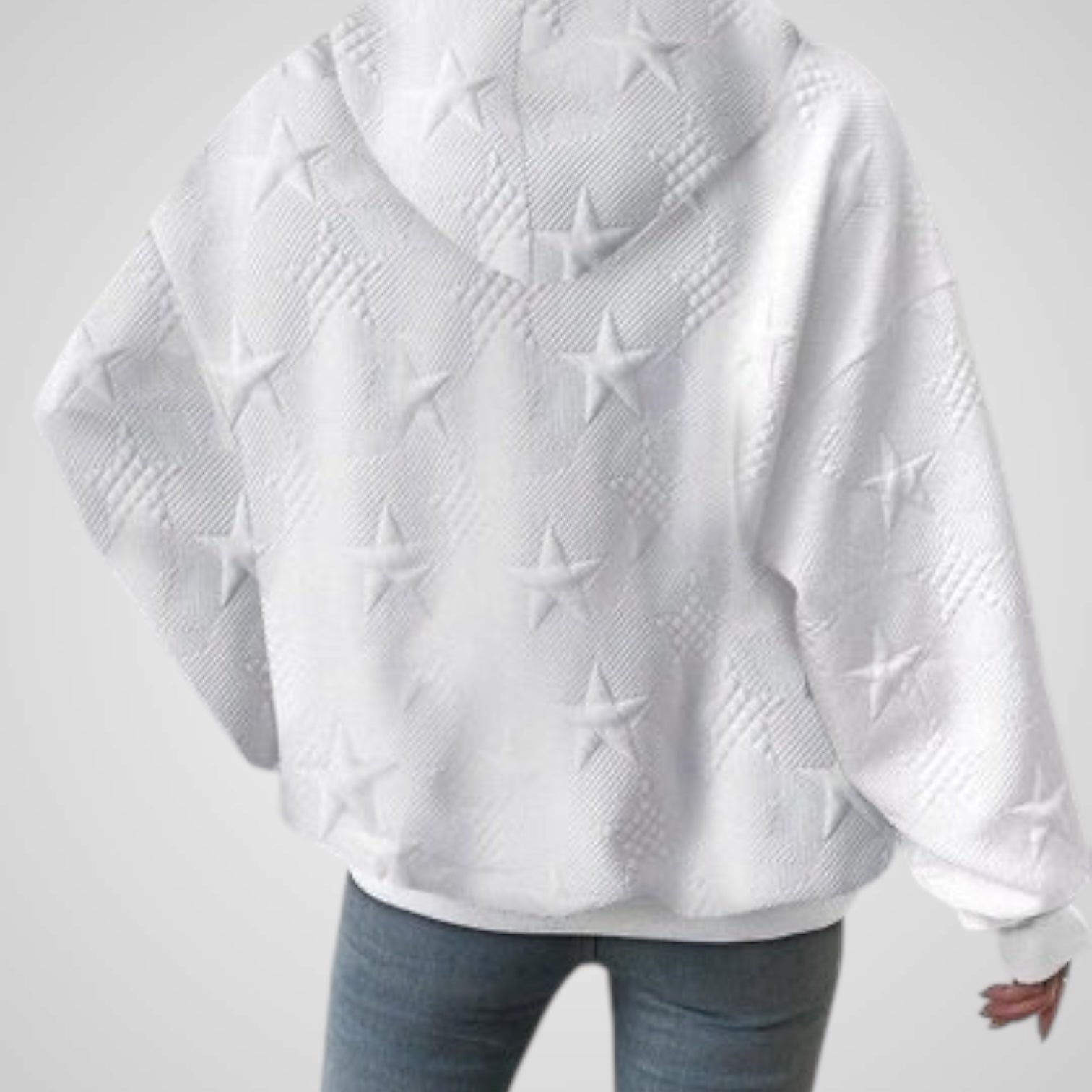 Olivia weißer Damen-Kapuzenpullover mit langen Ärmeln