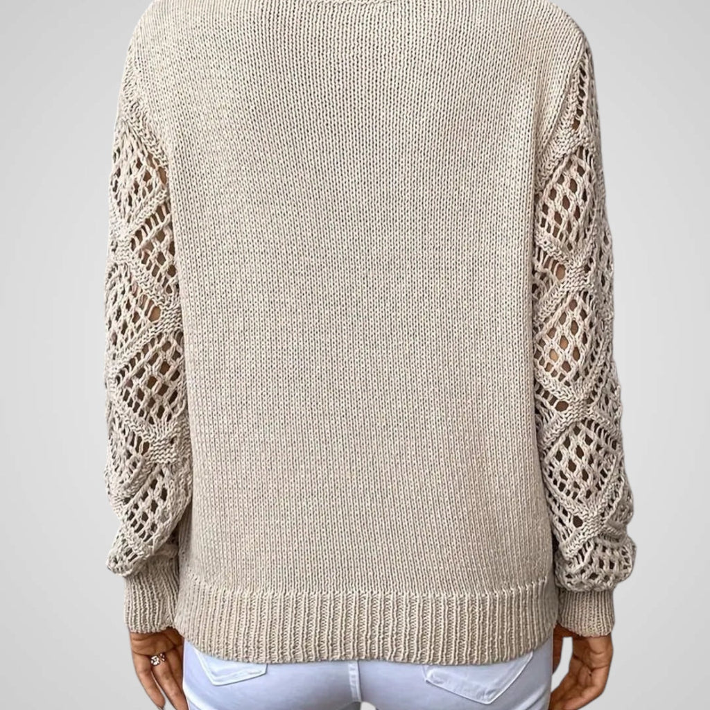 Nemi | Damen-Strickpullover – Langarm – Offene Strickdetails – Bequeme Passform