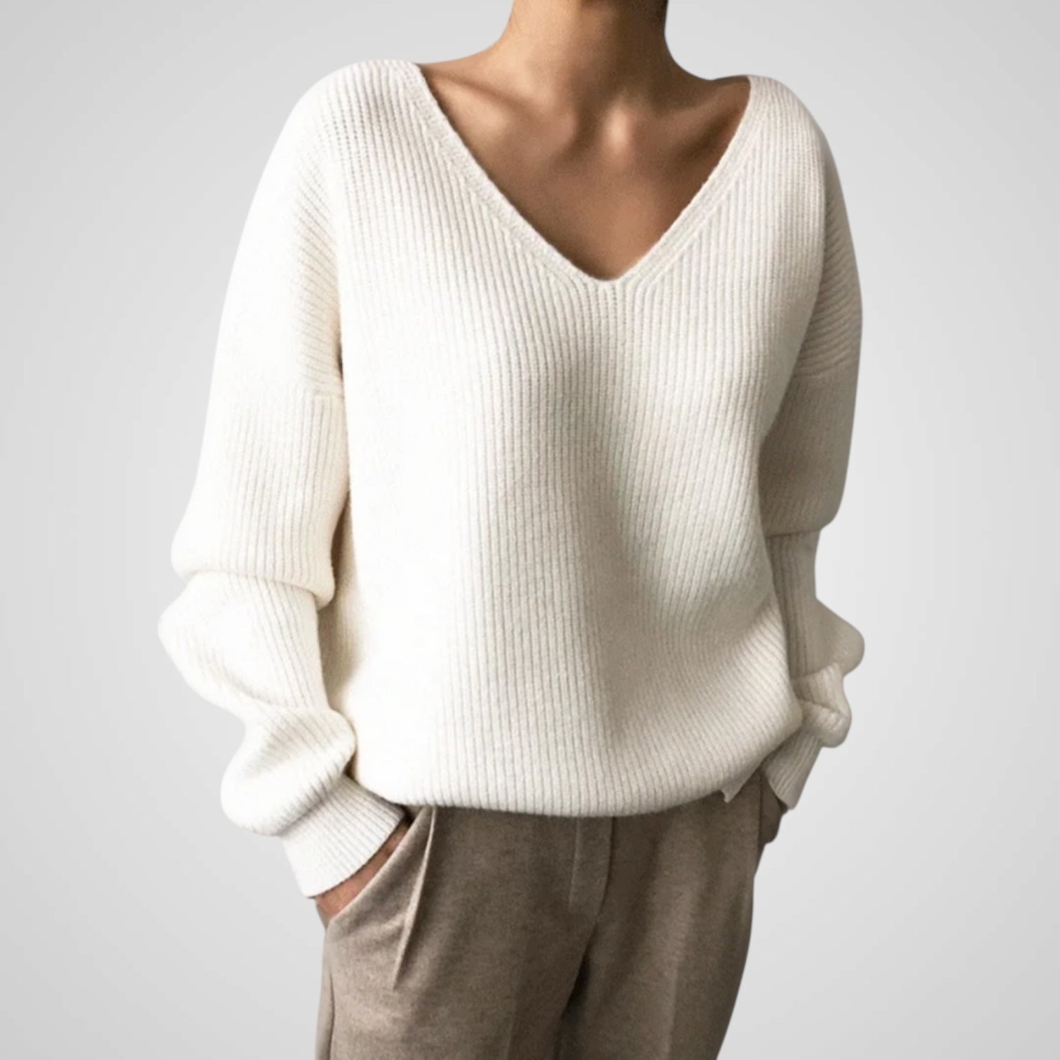 Marie bequemer Damenpullover mit V-Ausschnitt