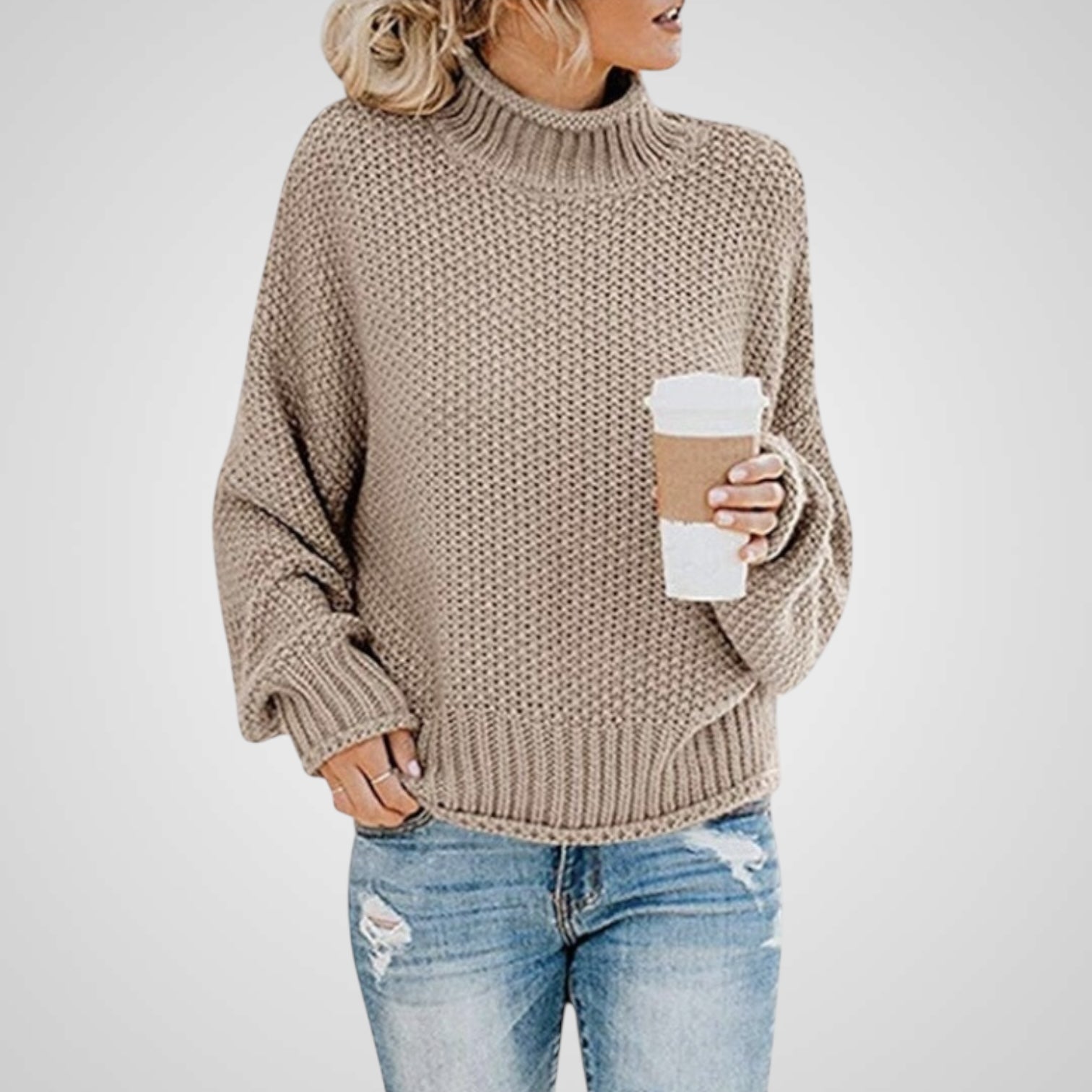 Weich Damen-Strickpullover mit Rollkragen