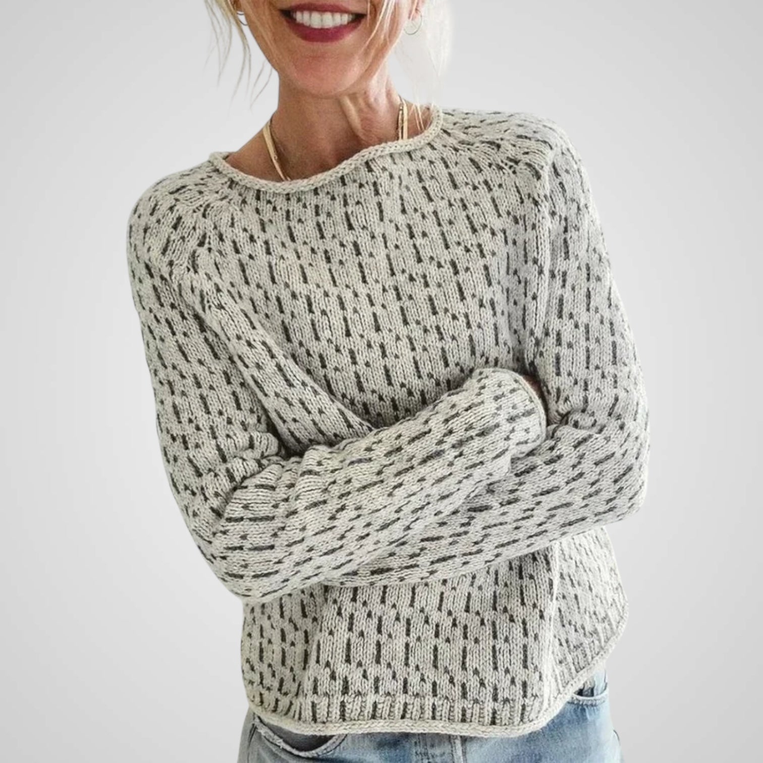 Fami eleganter Damenpullover mit Rundhalsausschnitt