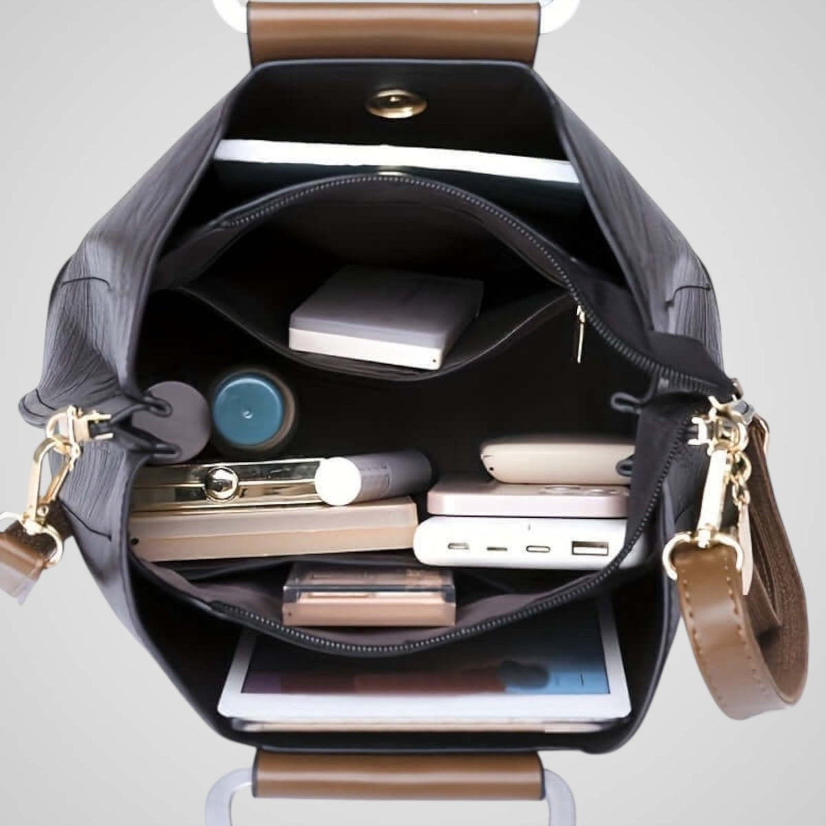 Anna – Elegante zweifarbige Ledertasche für Damen – Ansicht 4