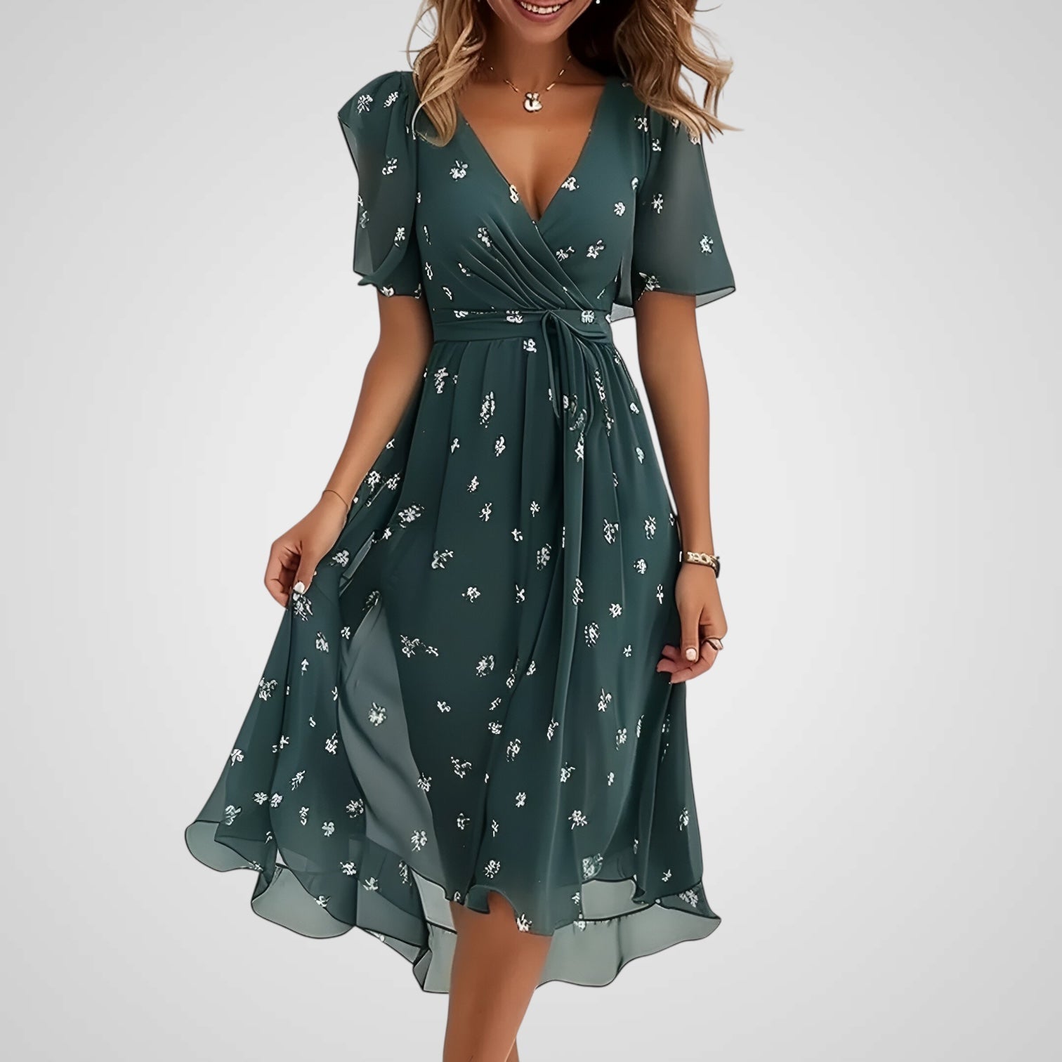 Isabella – Elegantes Damenkleid mit Flügelärmeln – Ansicht 2