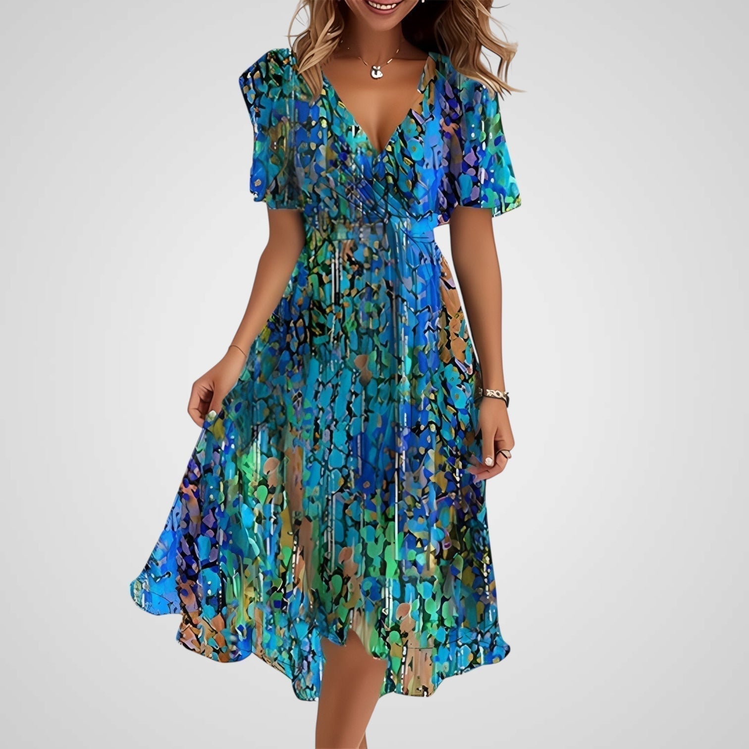 Isabella – Elegantes Damenkleid mit Flügelärmeln
