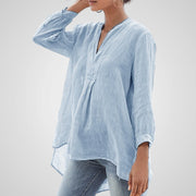 Yara Damenbluse mit Patchwork-Muster und V-Ausschnitt